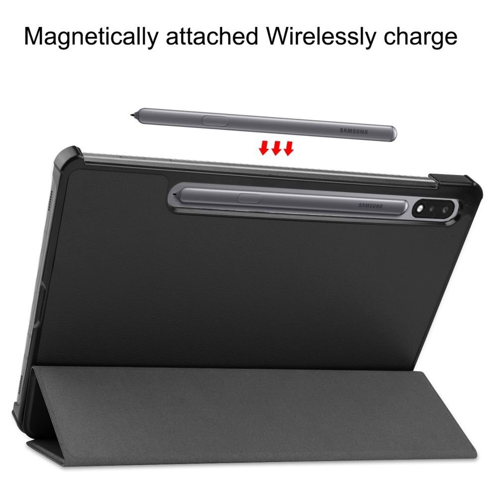Wigento Tablet-Hülle Für Samsung Galaxy Tab S8 Plus / S7 FE / S7 Plus Premium Smartcover Schwarz Tablet Tasche Etuis Hülle