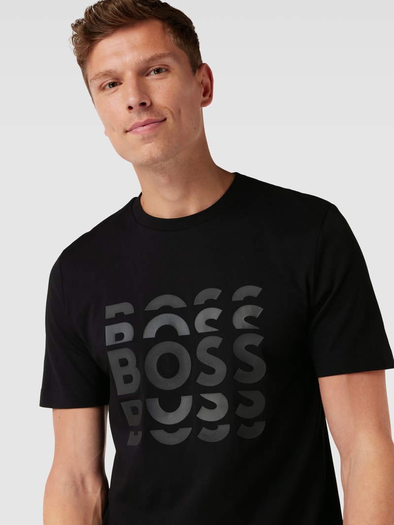 T-Shirt mit Logo-Print Modell 'Tiburt' in schwarz