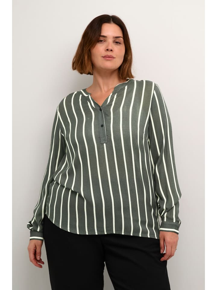 KAFFE curve Langarm-Bluse KCsida in Garden Topiary/Turtledove Str. günstig kaufen