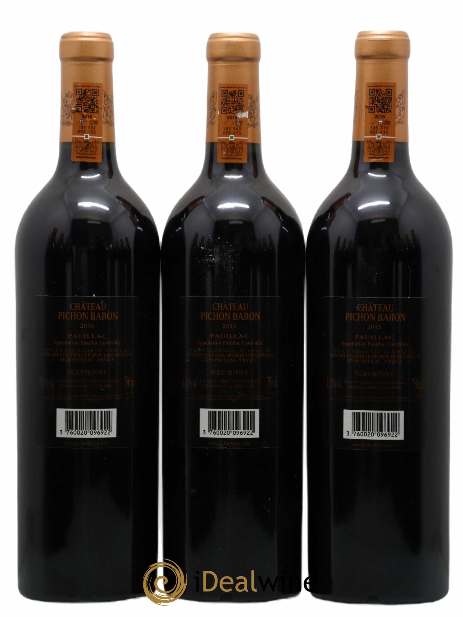 Pichon Longueville Baron 2ème Grand Cru Classé  2015 - Lot de 12 Bouteilles