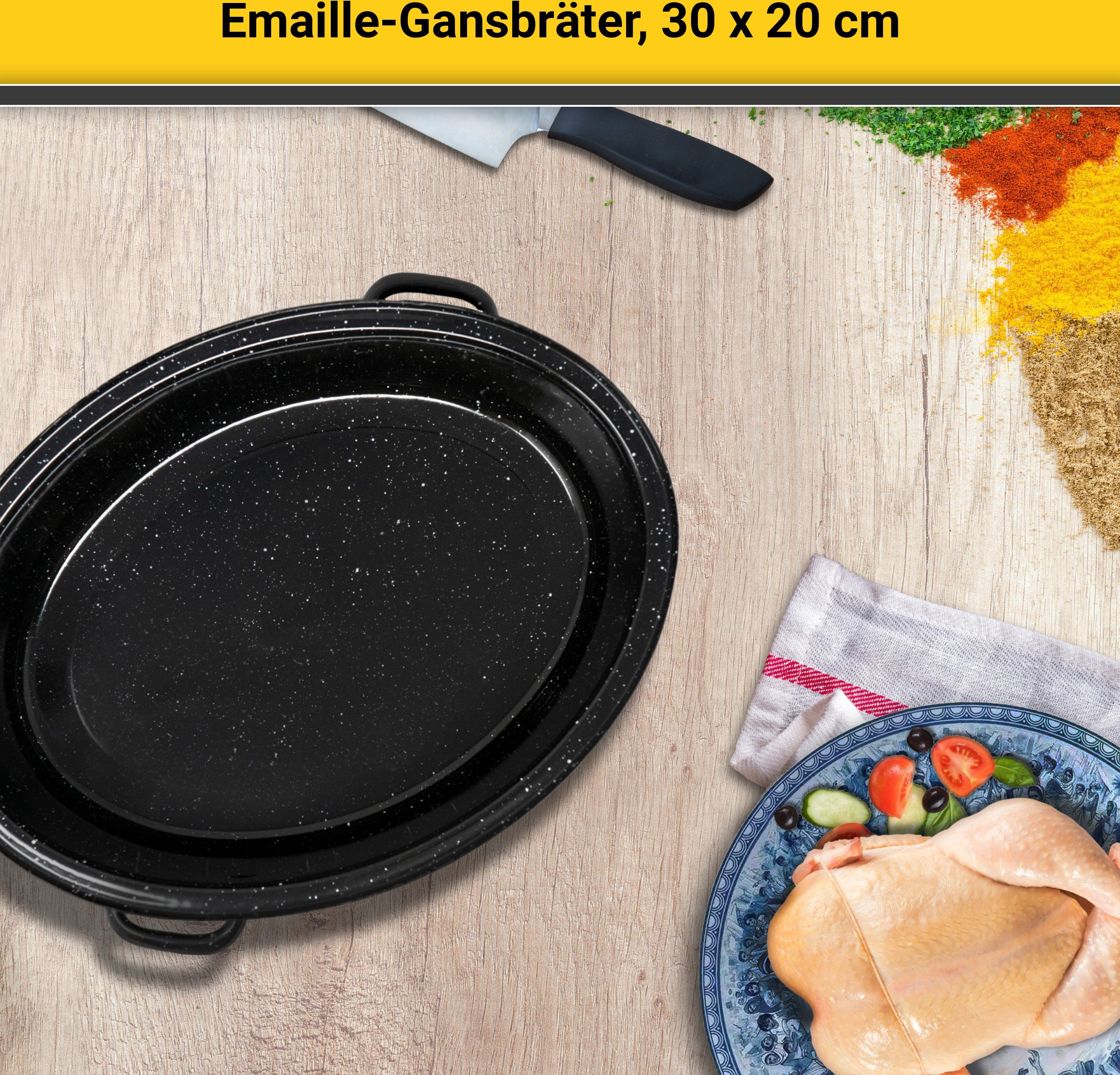 Krüger Bräter, emailliertes Stahlblech, gsprengelt, Tropfdeckel, Induktion