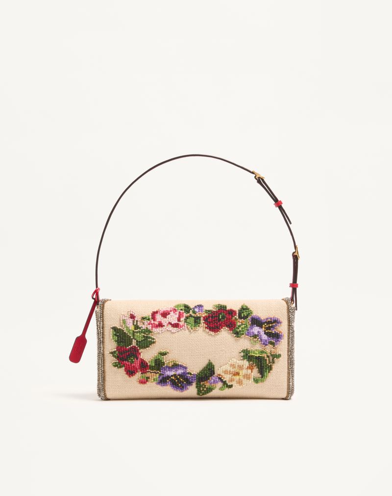Bolsa de ombro pequena bordada Valentino Garavani Devain
