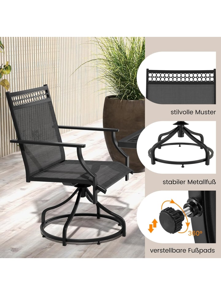 COSTWAY 2er Set Gartenstühle drehbar in Grau günstig kaufen onesize