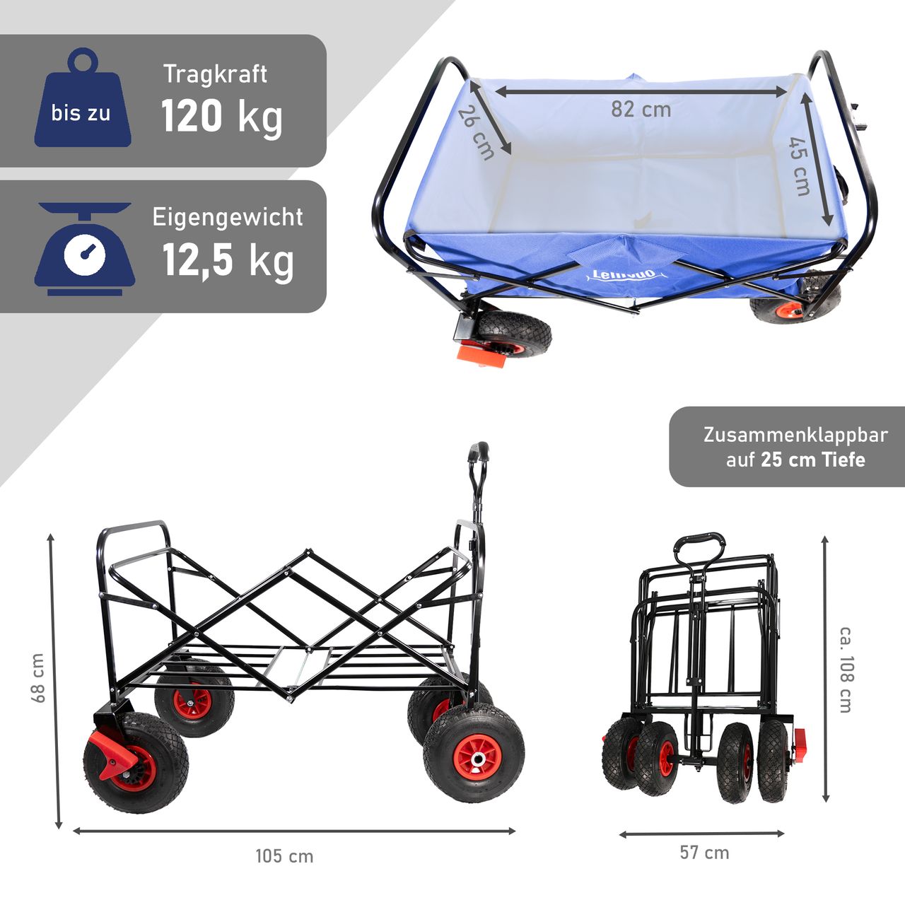 Lemodo Bollerwagen faltbar, blau