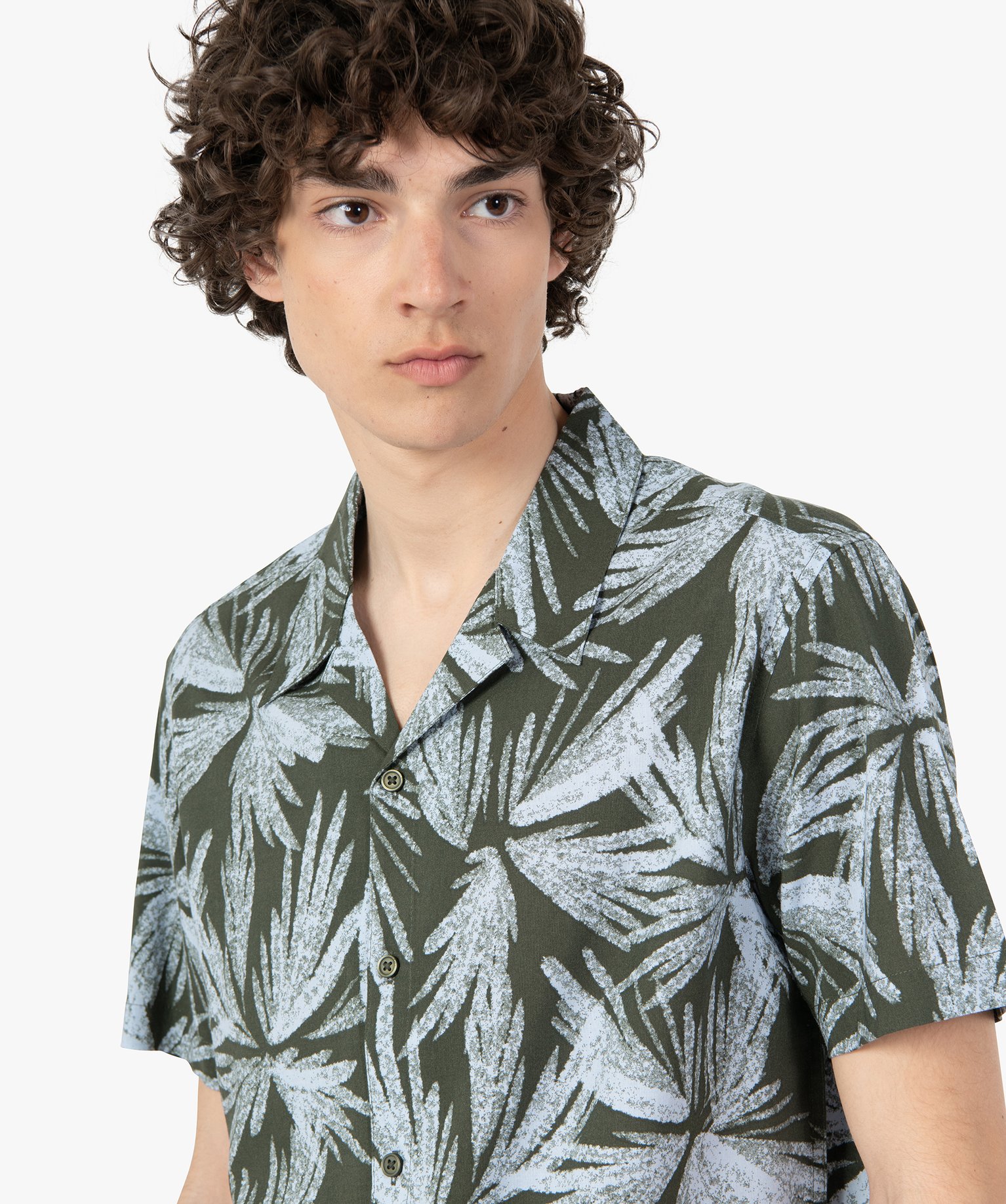 Chemise homme imprimée à manches courtes kaki | GEMO