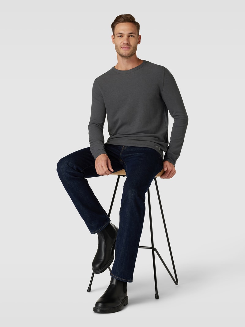 Longsleeve mit Label-Print in dunkelgrau meliert