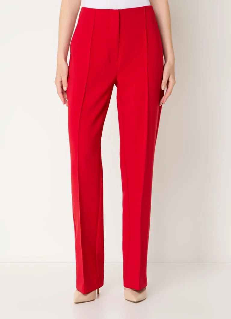 pantaloni a gamba dritta a vita media color espresso con pieghe
