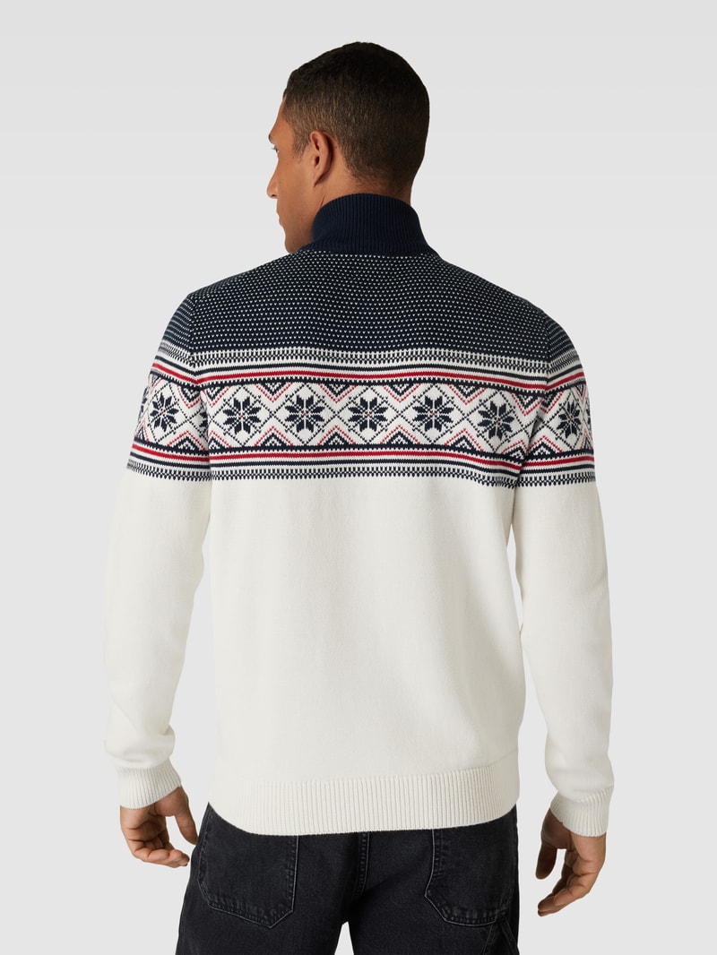 Strickpullover mit Troyer-Kragen Modell 'CLAUS' in offwhite
