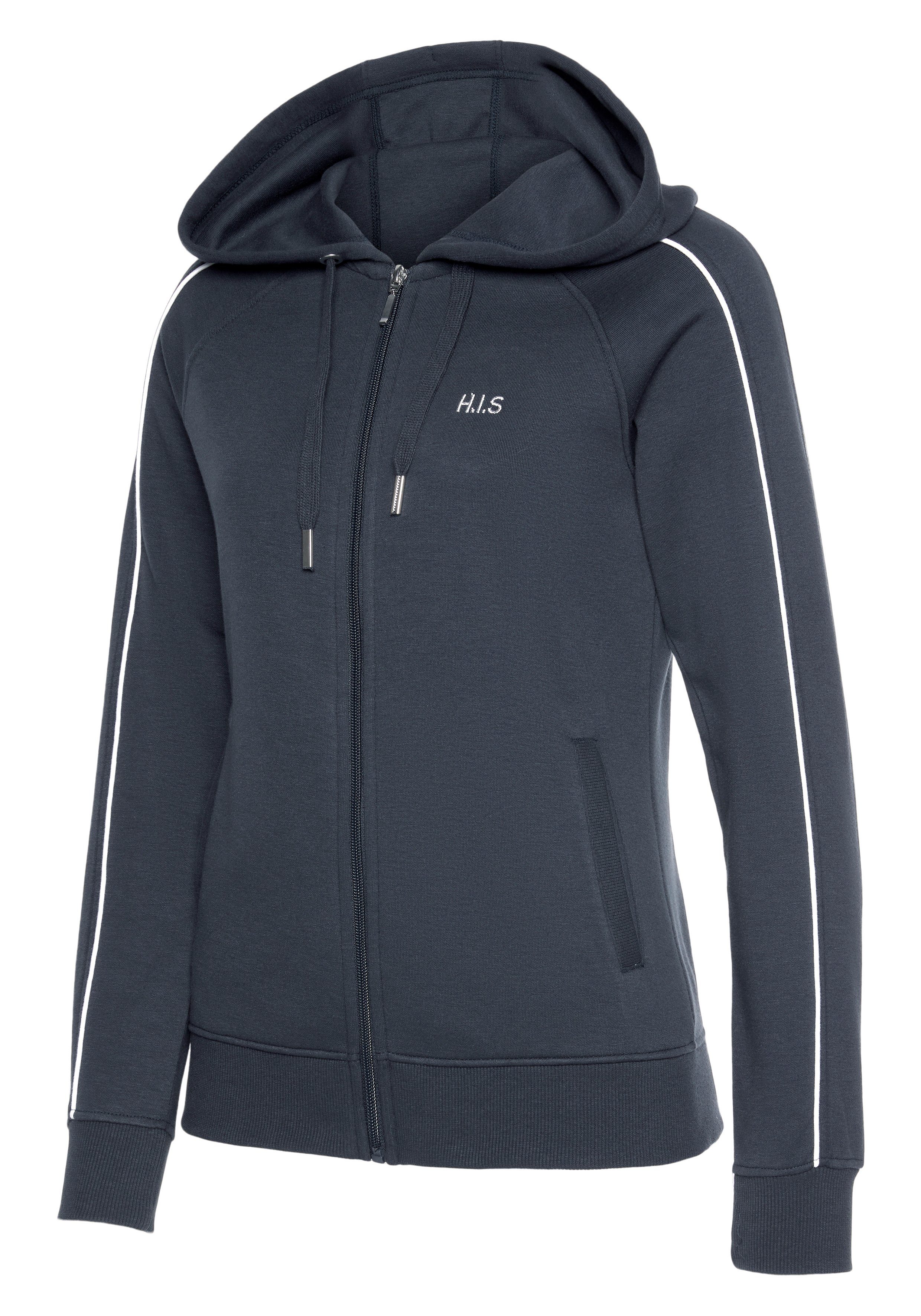 H.I.S Kapuzensweatjacke mit Piping an den Ärmeln, Loungeanzug