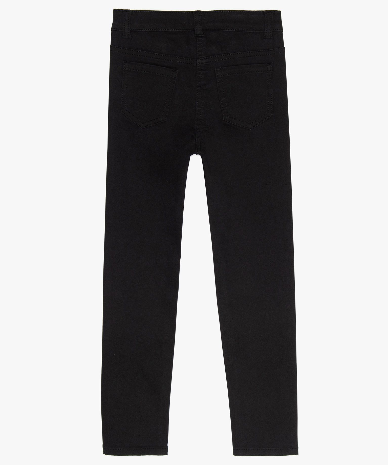 Pantalon stretch coupe Slim uni fille noir | GEMO