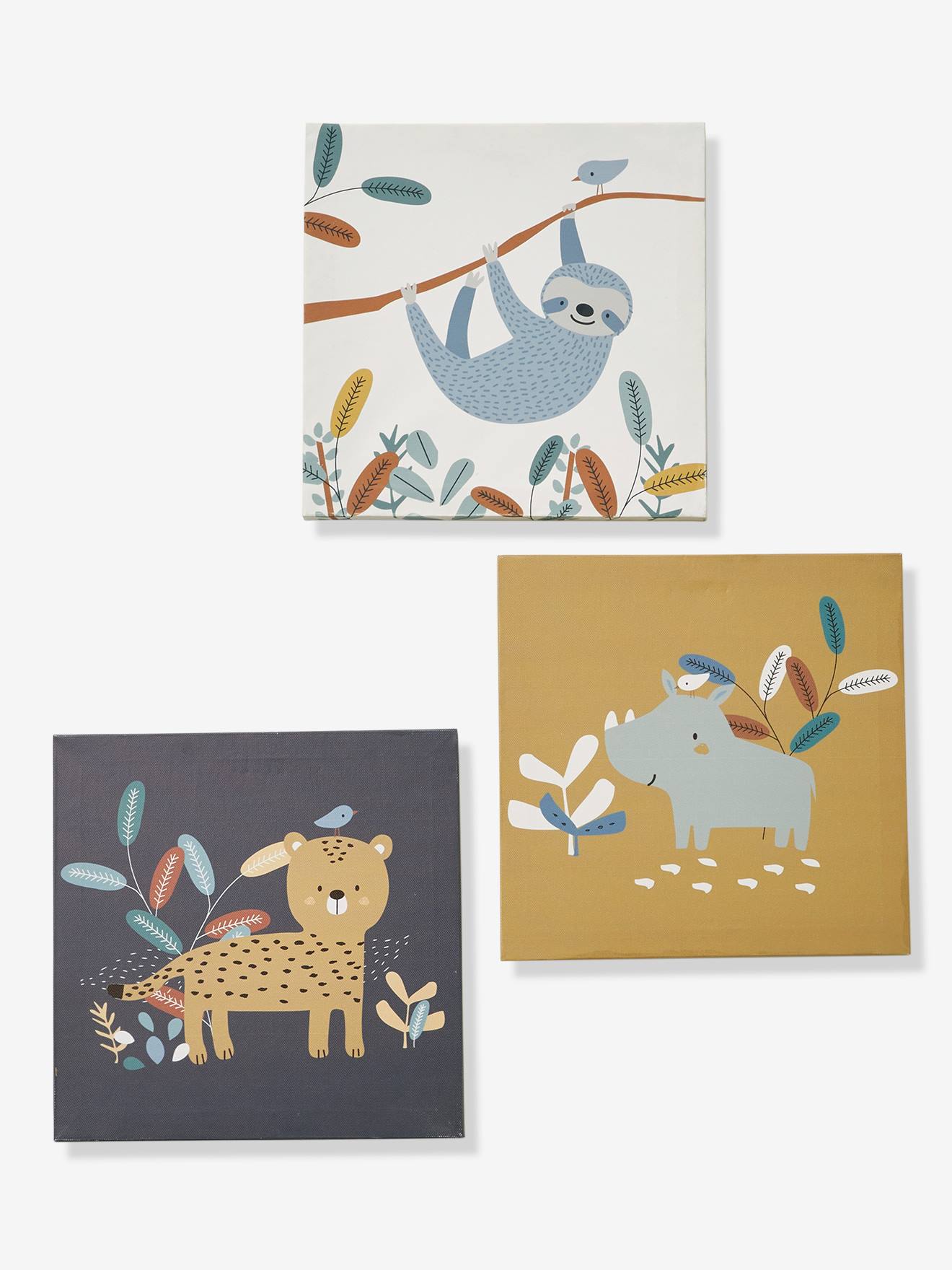Lot de 3 toiles JUNGLE PARADISE marron
