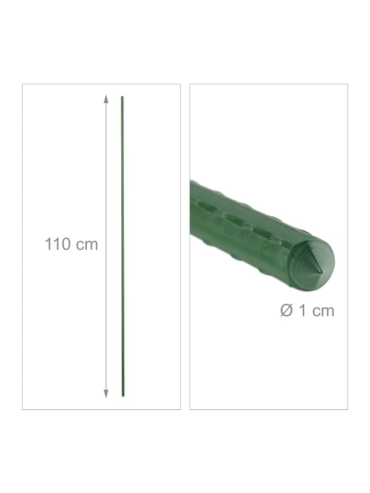 relaxdays 10 x Pflanzstäbe in Grün - (H)110 x Ø 1 cm günstig kaufen onesize