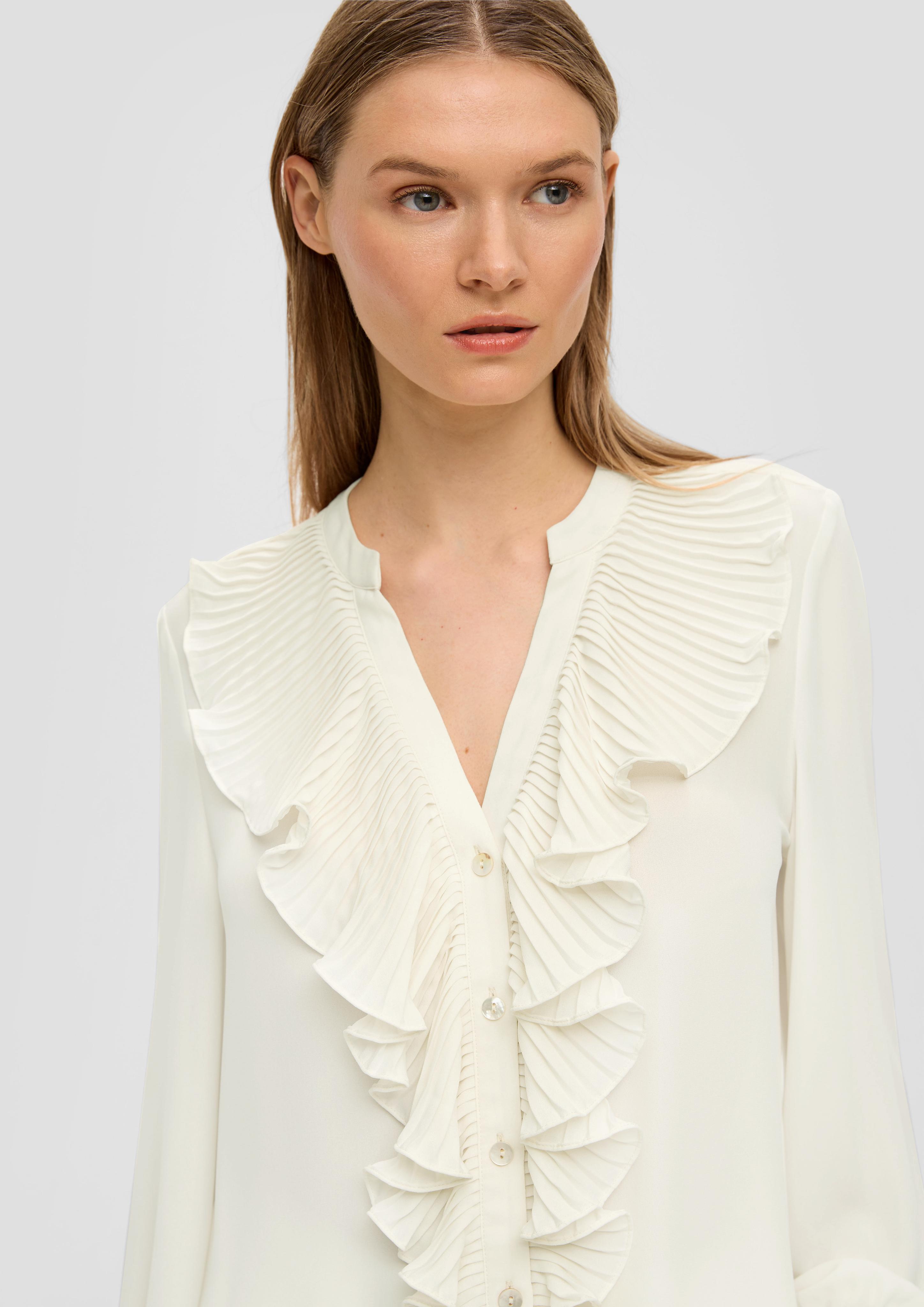 Crêpe-Bluse mit plissierten Volants  2139580-0700