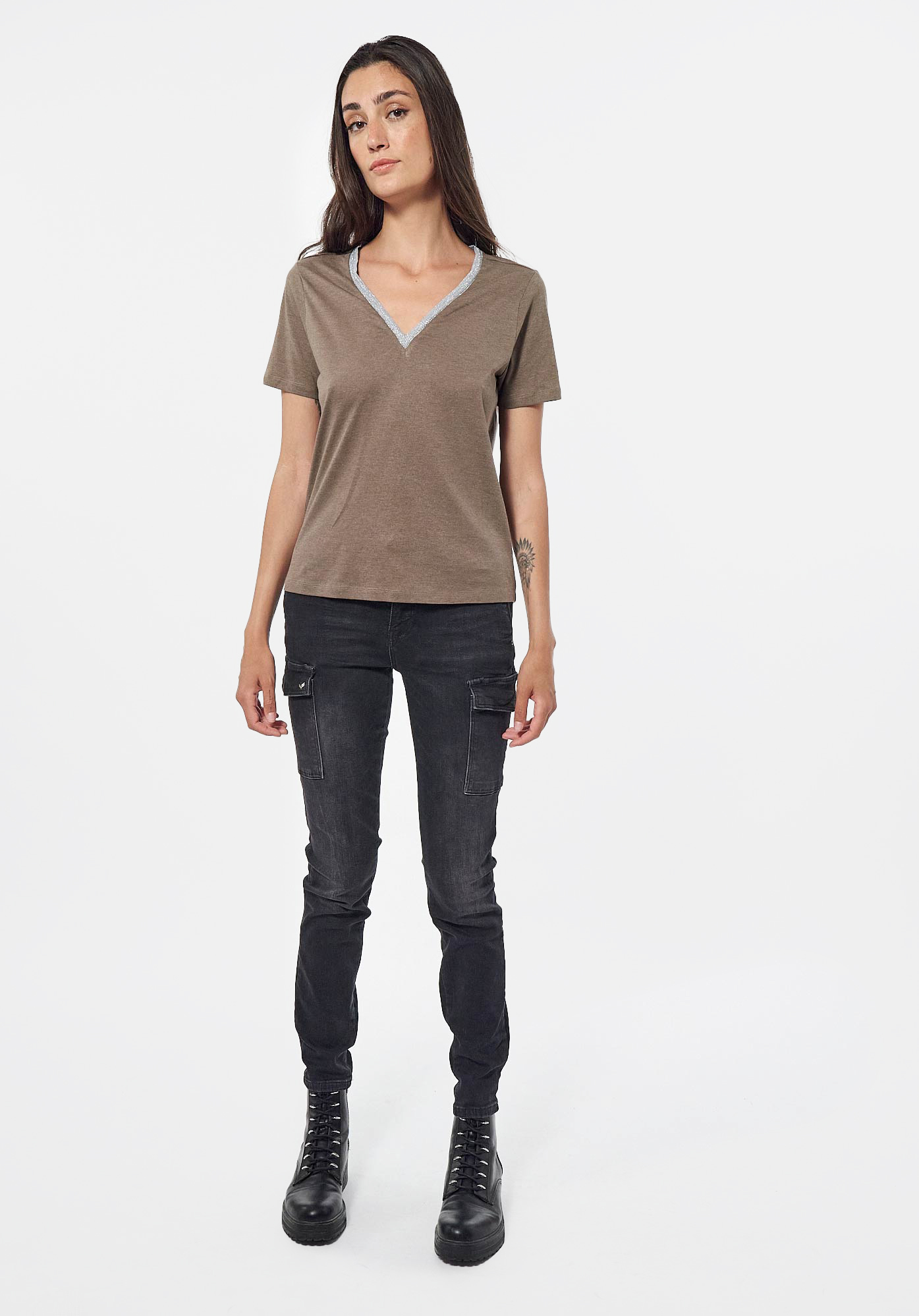 FINE   T-shirt kaki Femme