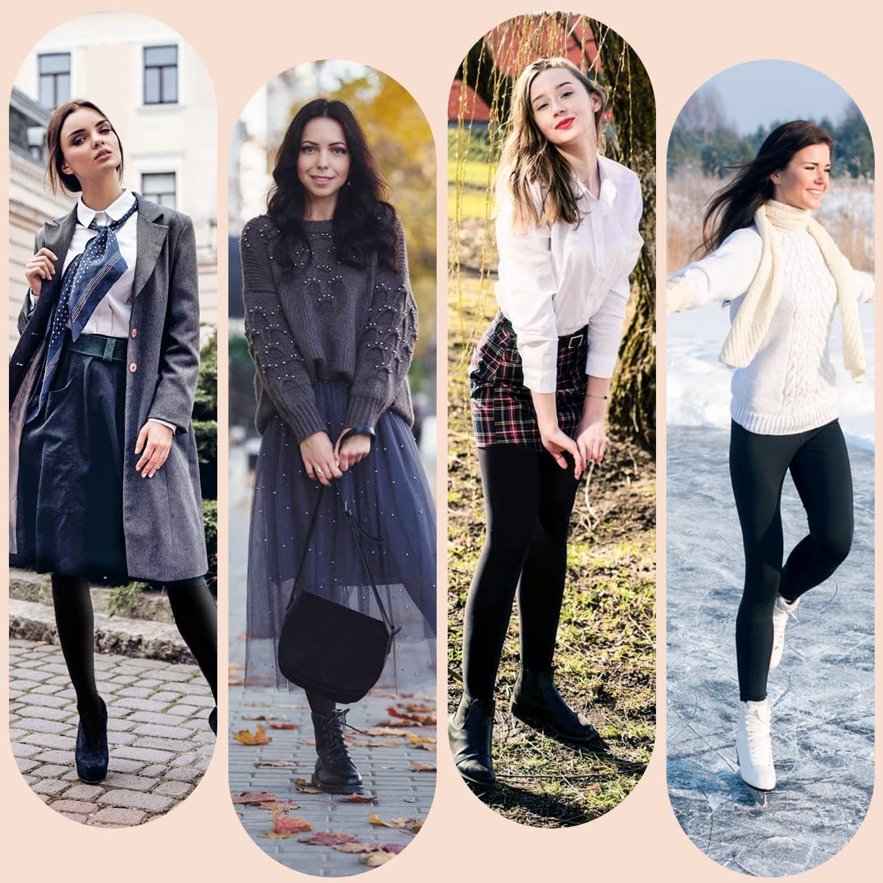 FeelGlad Leggings Gefütterte Leggings Damen,Schwarz Elastischer Bund