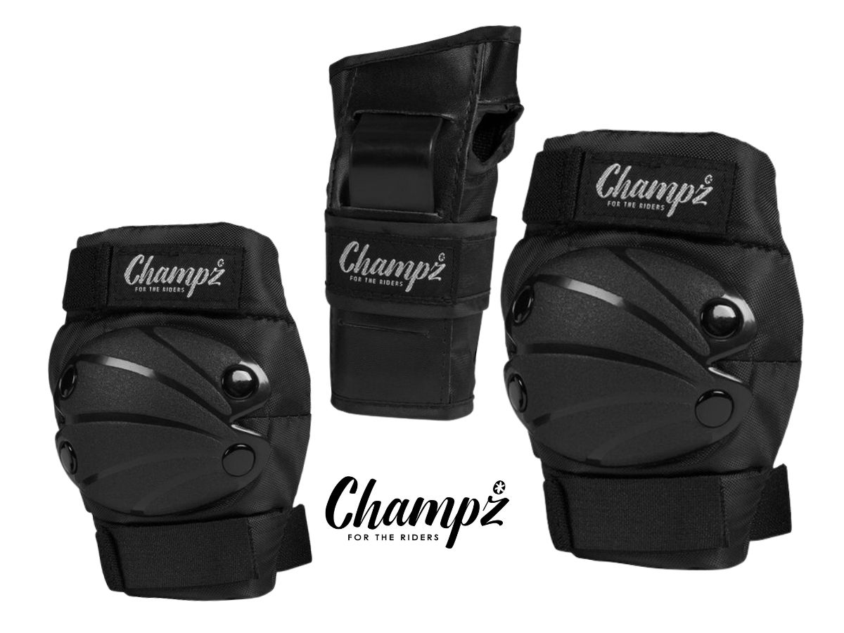 Champz Schwarz/Weiß Kinder Skate Schutzset