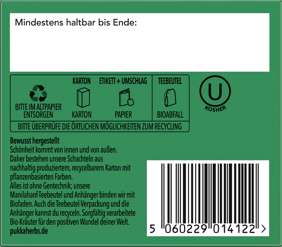 Kräutertee \Drei Minze\ mit Pfefferminze, Grüner Minze, Ackerminze (20 Beutel), 32 g