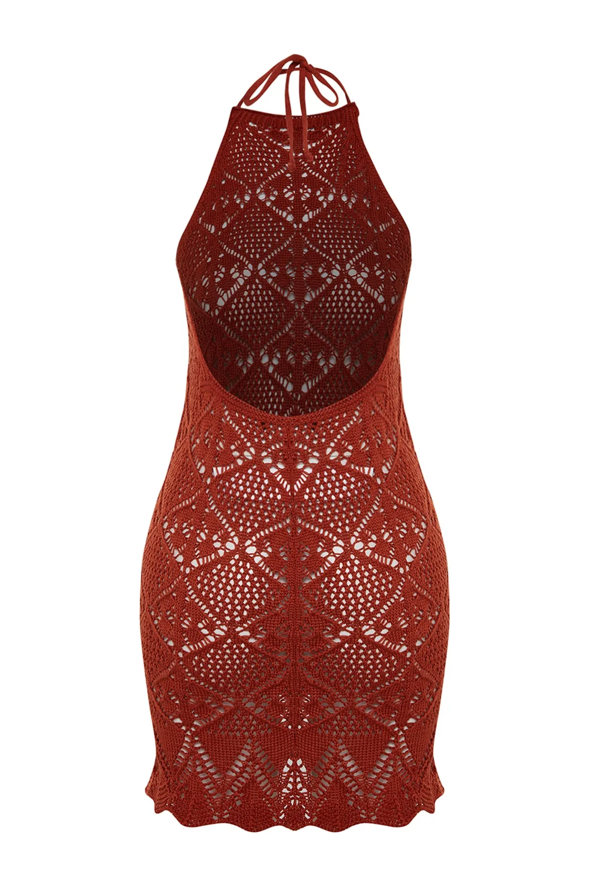Trendyol Collection  Figurbetontes Mini-Strandkleid aus Strick mit tiefem Rückenausschnitt TBESS23EL00240