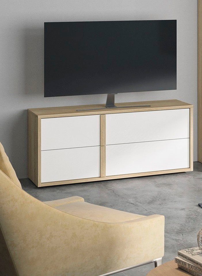 Gami Schlafzimmer-Set Curtys, (5-St., 1x Bett, 2x hängende Nachttische, 1x Kleiderschrank und 1x Lowboard)