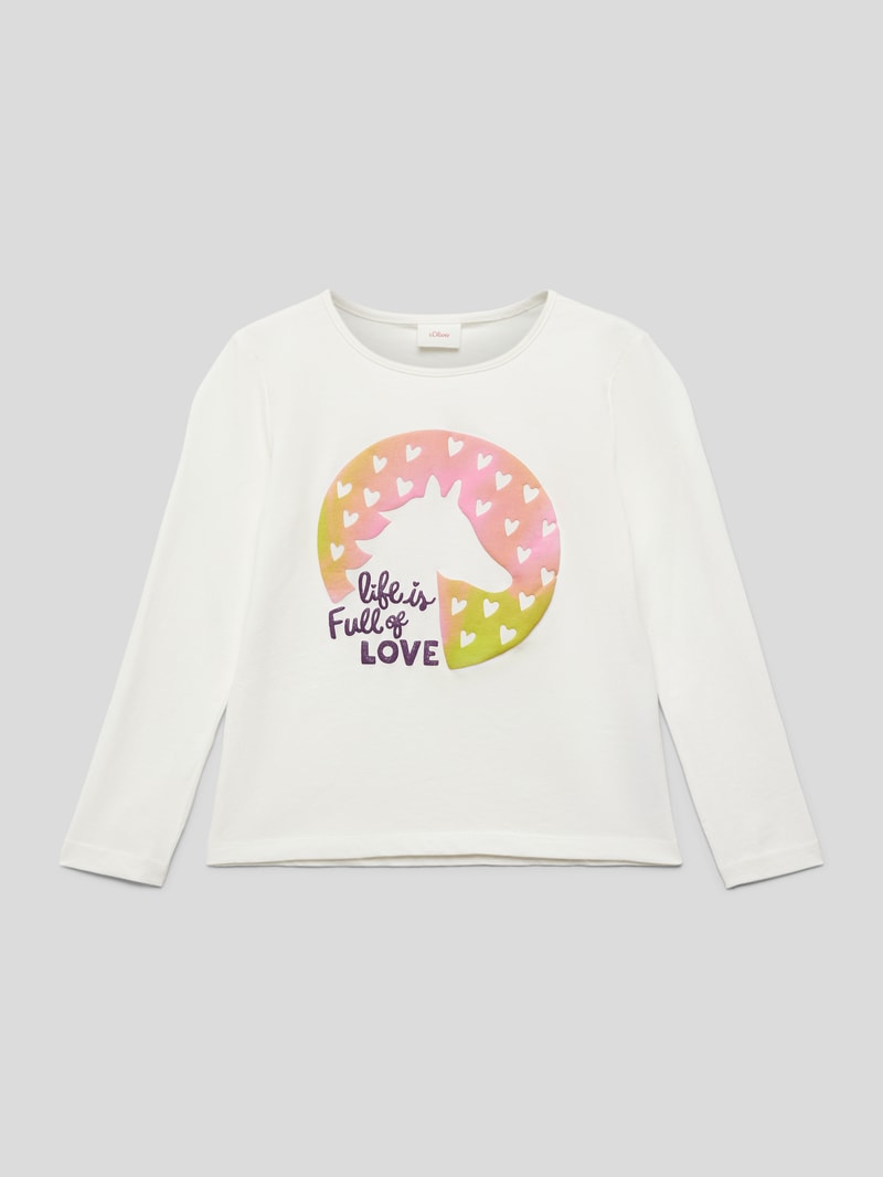 Longsleeve mit Motiv-Print in weiß