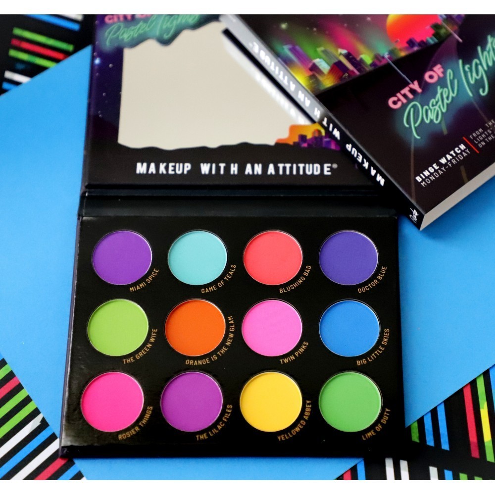 Paleta cieni do powiek i pigmentów pastelowych City of Neon Lights 12 marki Rude Cosmetics