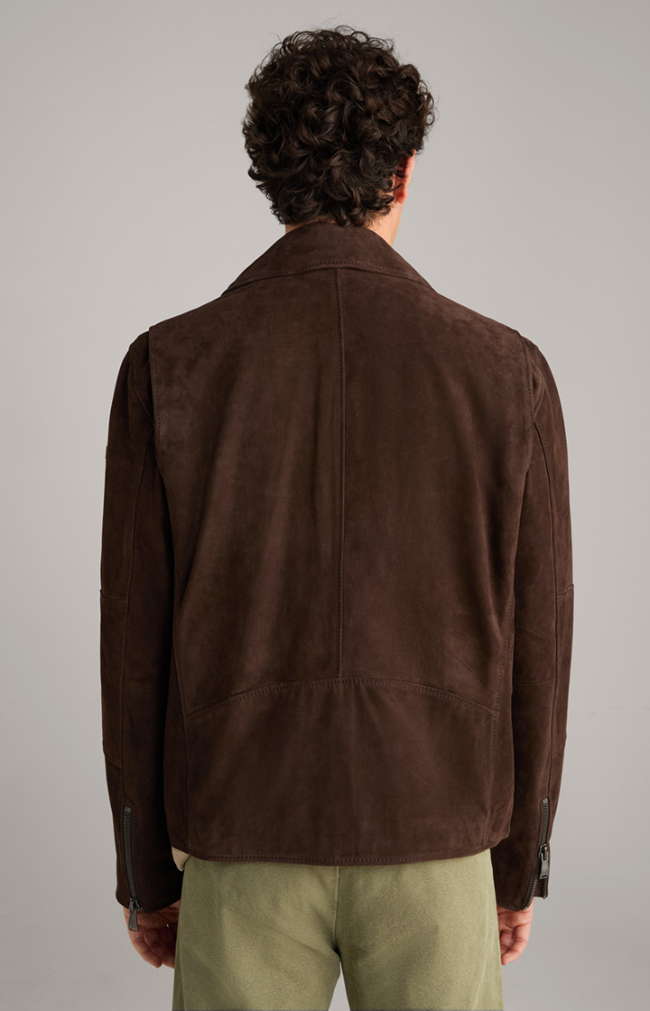 Velours-Lederjacke Lezy in Dunkelbraun