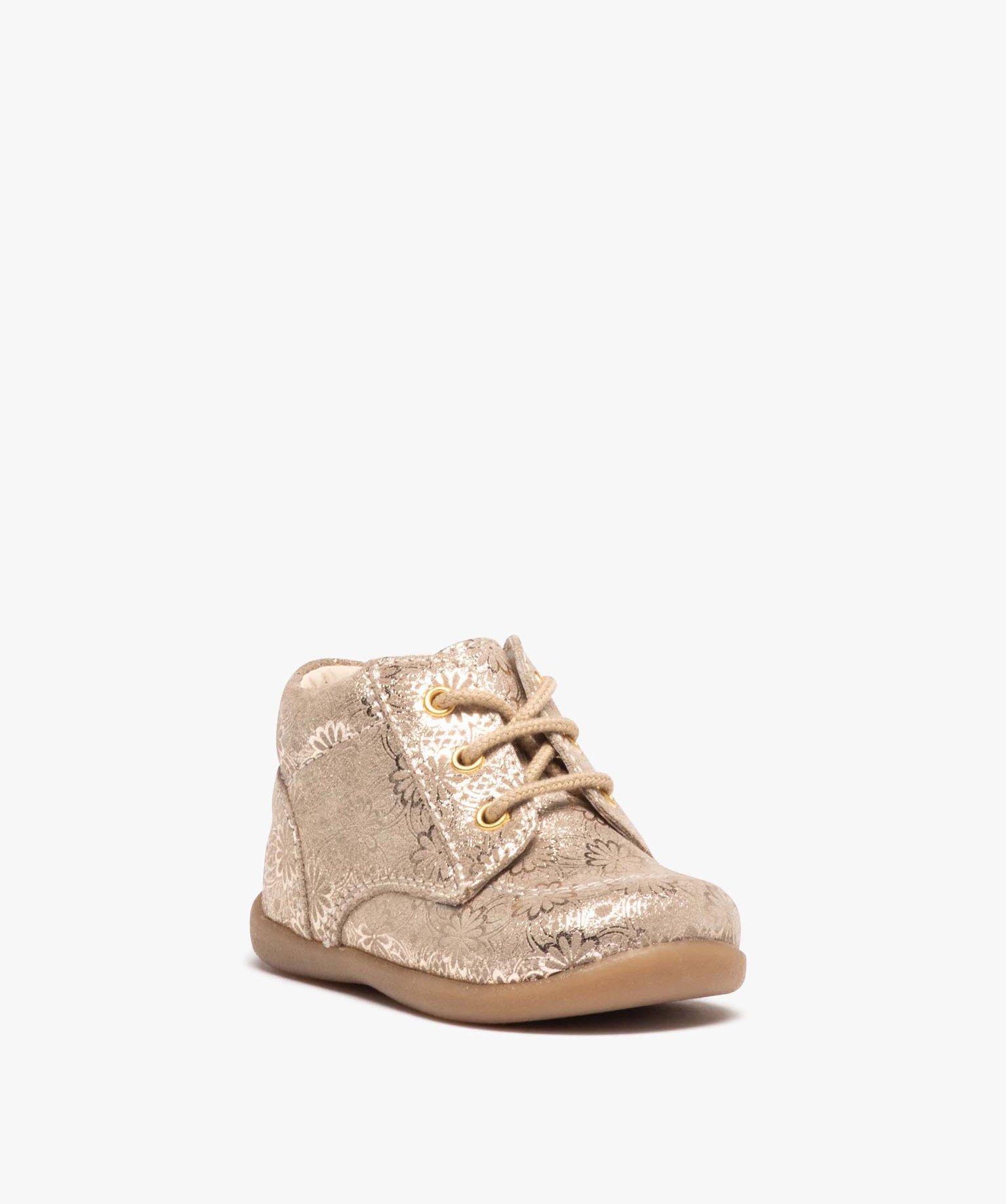 Chaussures premiers pas bébé fille en cuir à motifs scint... or | GEMO
