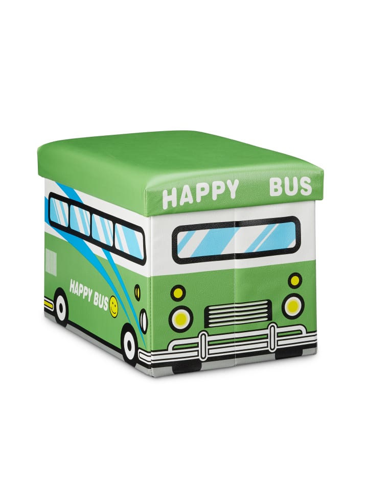 relaxdays Spielzeugkiste Happy Bus in Grün - (B)48 x (H)32 x (T)32 cm günstig kaufen onesize