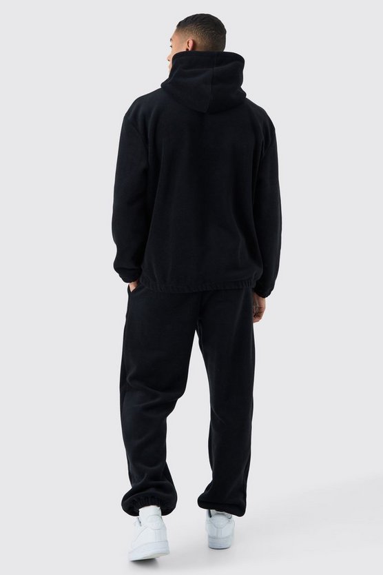 Man Oversized Quarter Zip Funnel Neck Fleece Hoodie