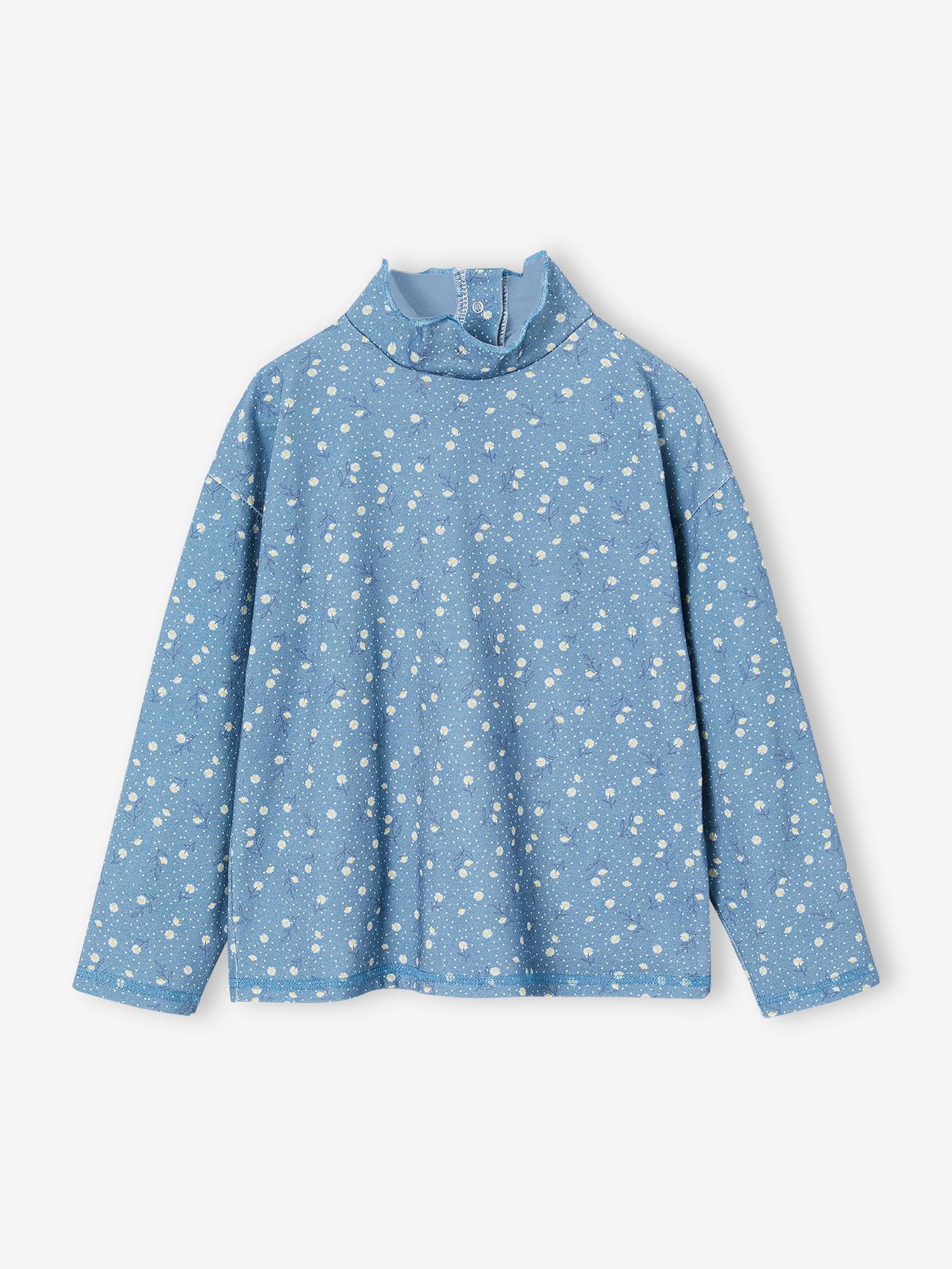 Ensemble t-shirt + robe salopette en velours fille bleu nuit