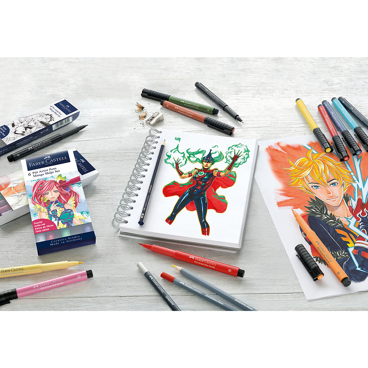PITT ARTIST Pens Tuschestift Manga Shônen, 6 Farben