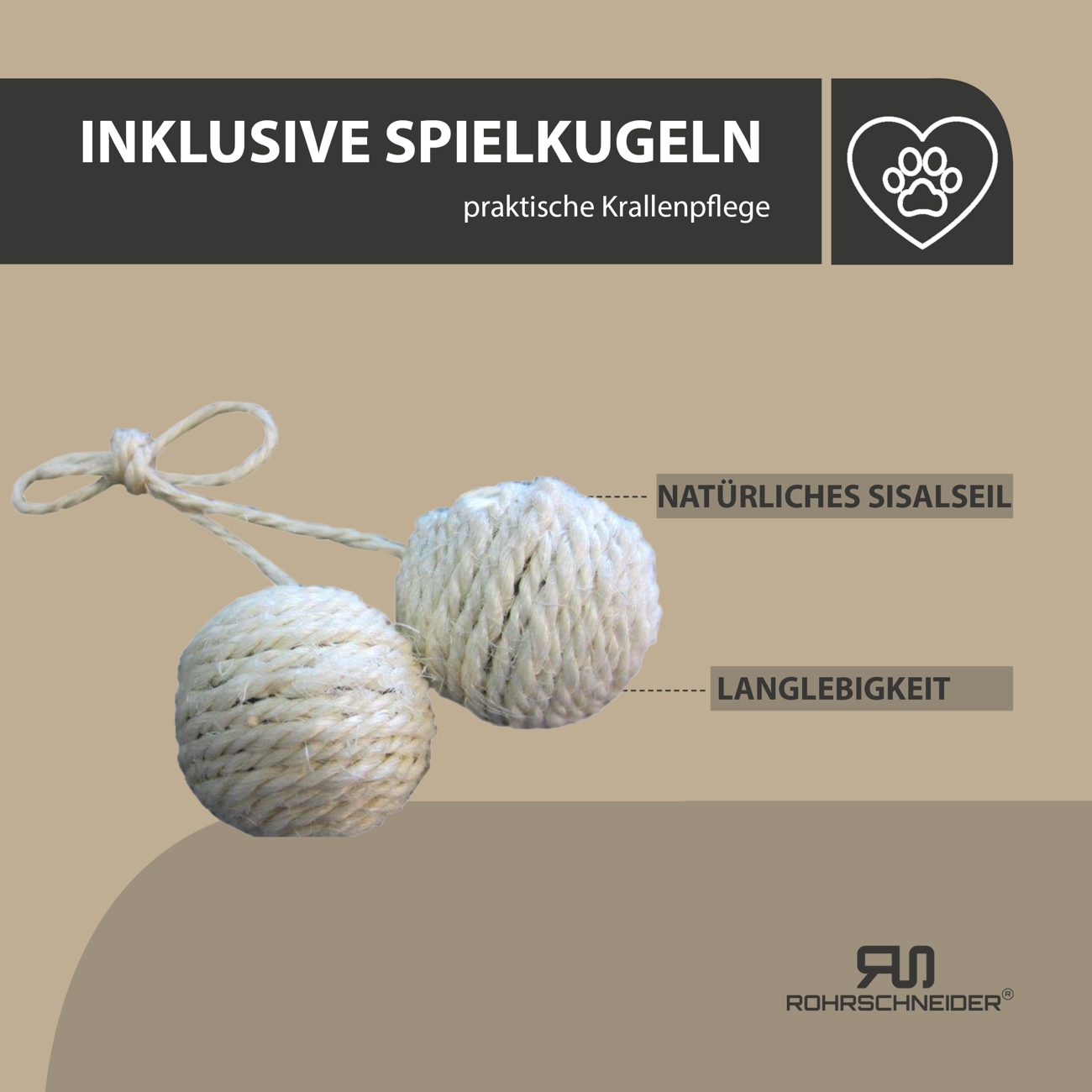 Rohrschneider Kratzbäume Rohrschneider Katzen Kletterwand 4-er Set mit Gratis-Spielballset