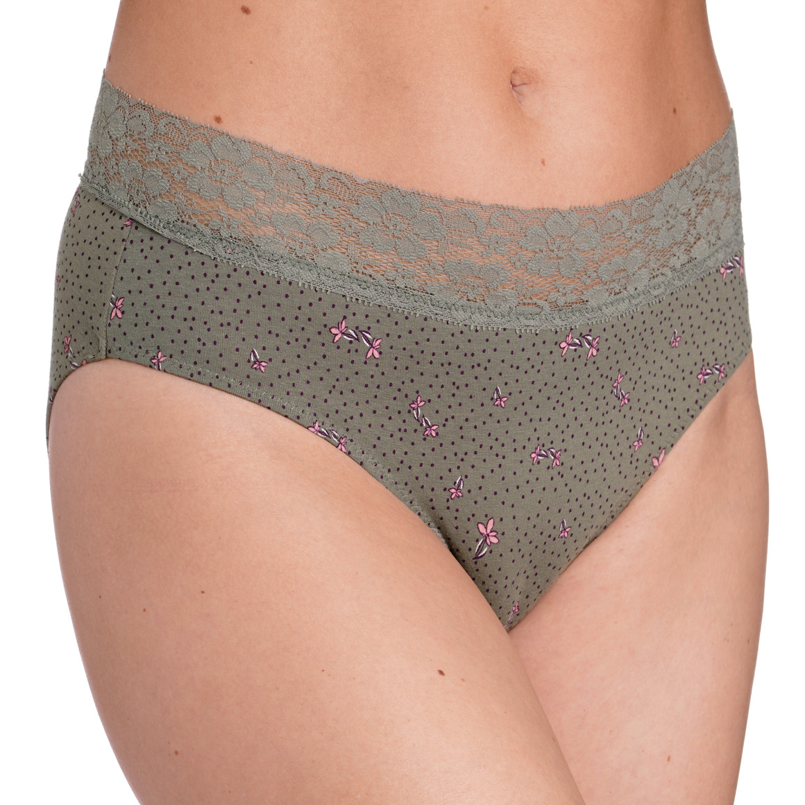 5 Damen Slips mit Spitzenbund