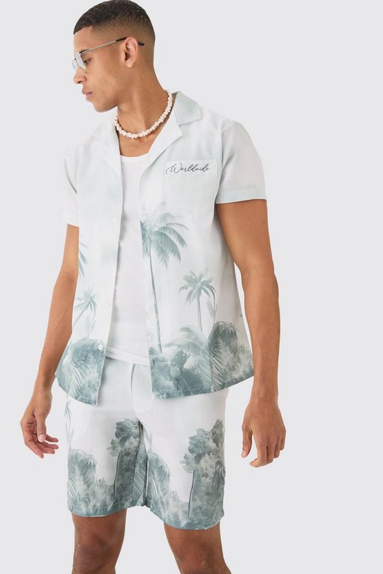 Hemd & Shorts in Leinenoptik