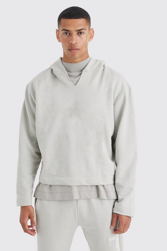 Kastiger Oversize Hoodie mit V-Ausschnitt
