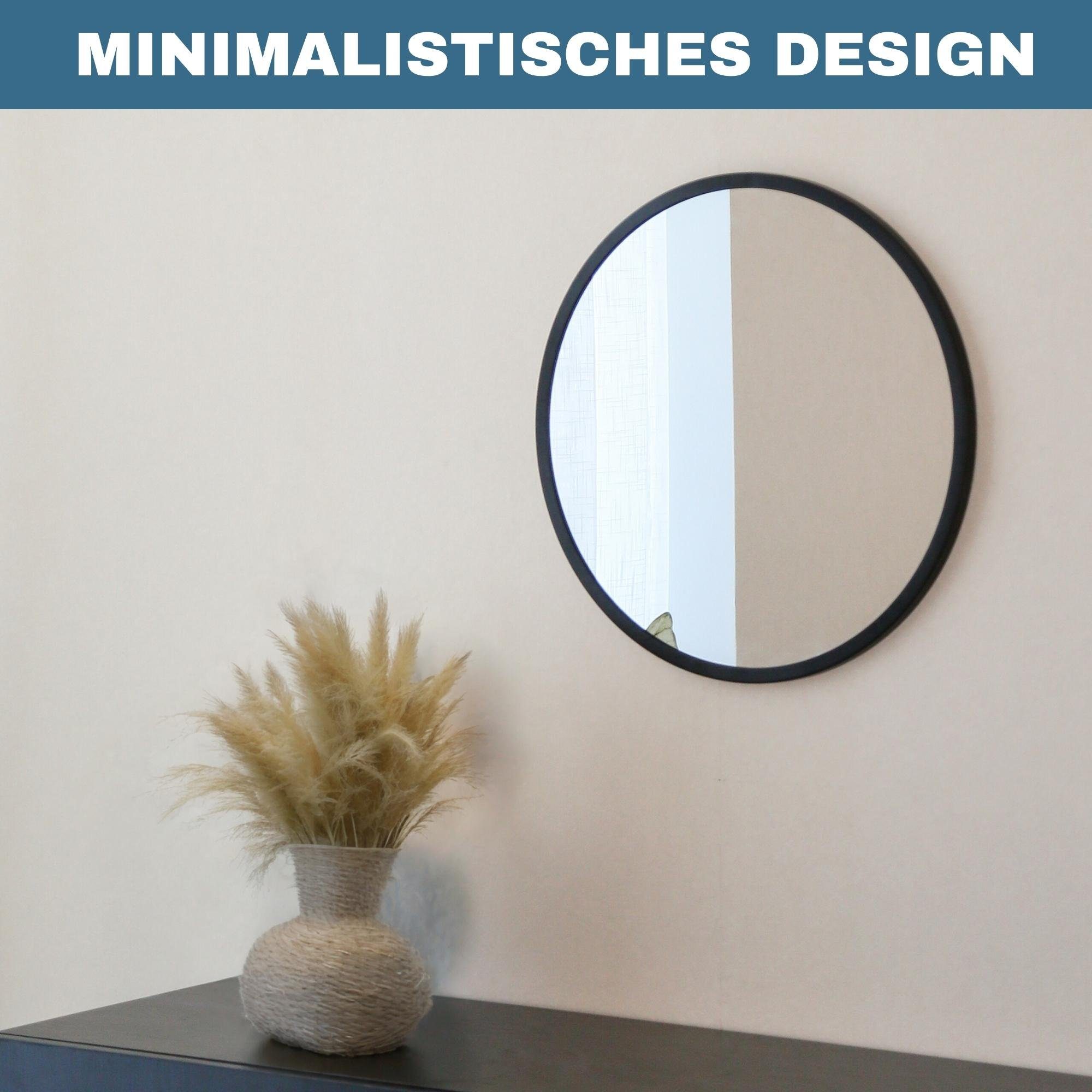 Albatros International Spiegel Albatros Spiegel rund schwarz mit Metallrand, 50cm Durchmesser, für Wohnzimmer, Badezimmer, Flur, Schlafzimmer, groß, Wand