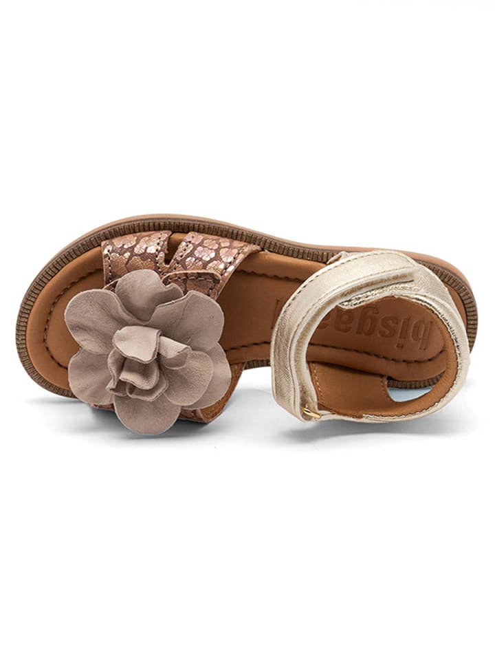 bisgaard Leder-Sandalen in Gold/ Braun günstig kaufen
