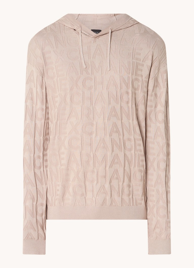 Felpa con cappuccio Armani Exchange in maglia fine con logo stampato