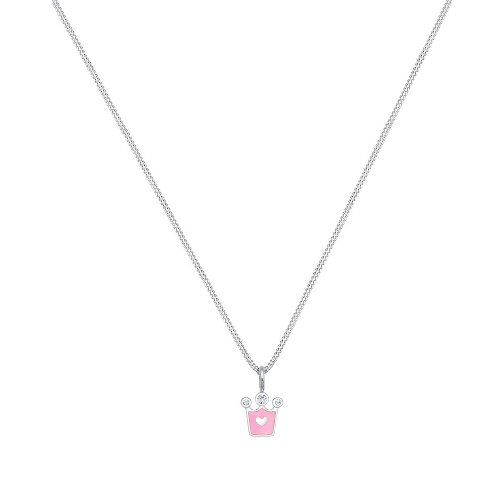 Elli Elli Collier Femme  Couronne Coeur de Cristal - (925/1000) Argent collier