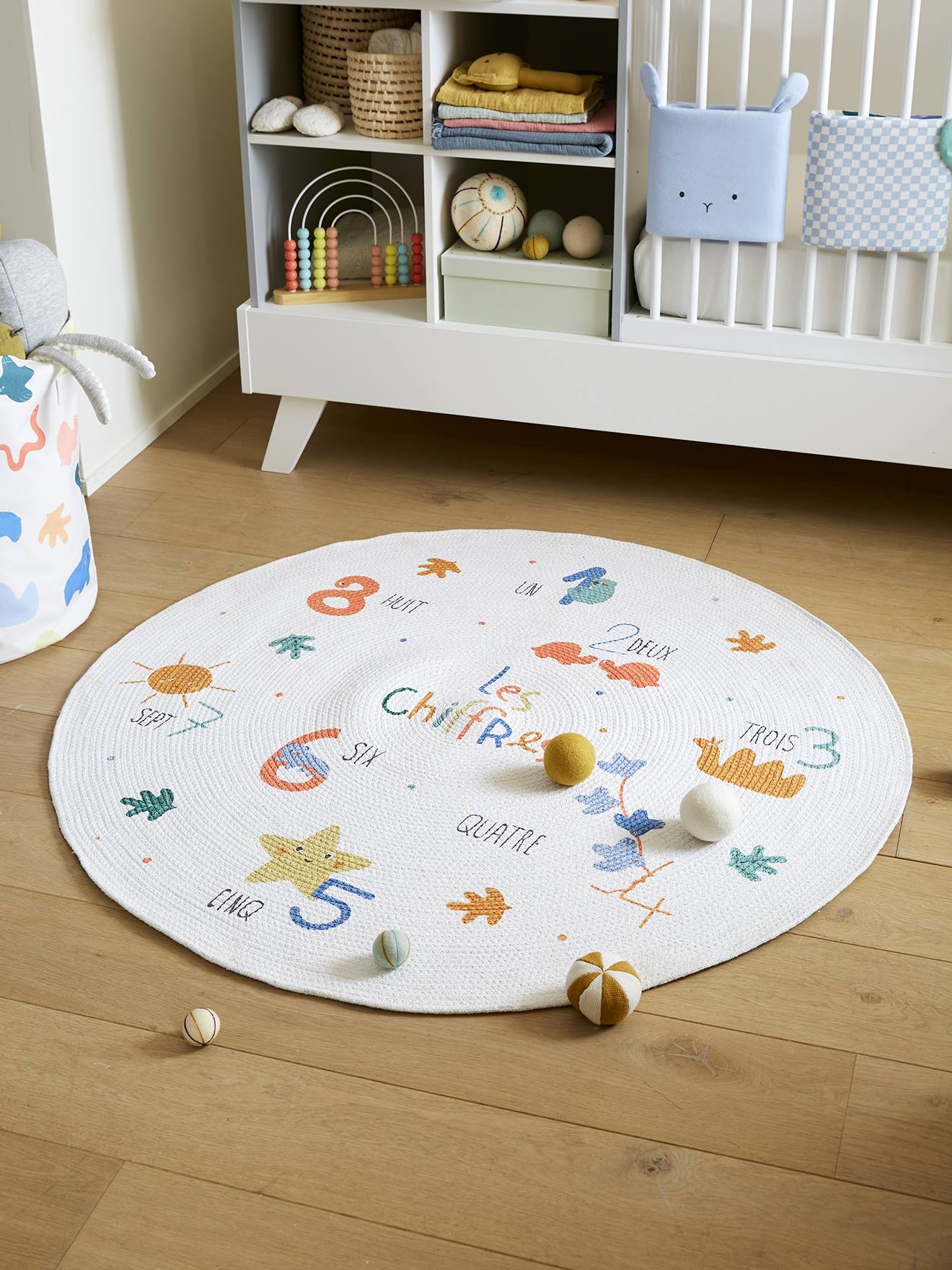 Vertbaudet Runder Kinderzimmer Spielteppich TOTEM - wollweiß