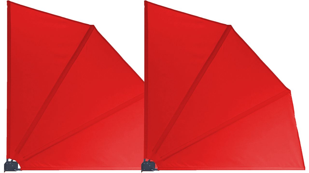 Grasekamp 2 Stück Balkonfächer 120 x 120 cm Rot mit Wandhalterung Trennwand Sichtschutz