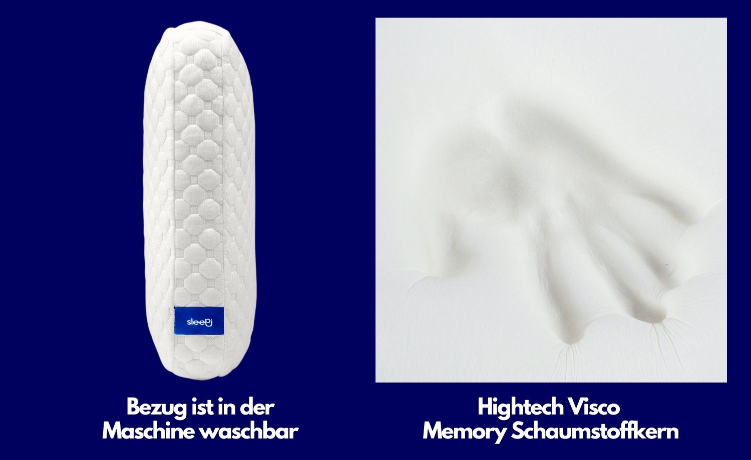 Nackenstützkissen Comfort, SLEEPI, Füllung: Visco-Memory Foam, Bezug: TENCEL®, Rückenschläfer, Seitenschläfer, Bauchschläfer, Set, Innenbezug (100% Baumwolle) / Außenbezug (70% Microfaser / 30% Tencel), Optimale Druckentlastung & Nackenunterstützung