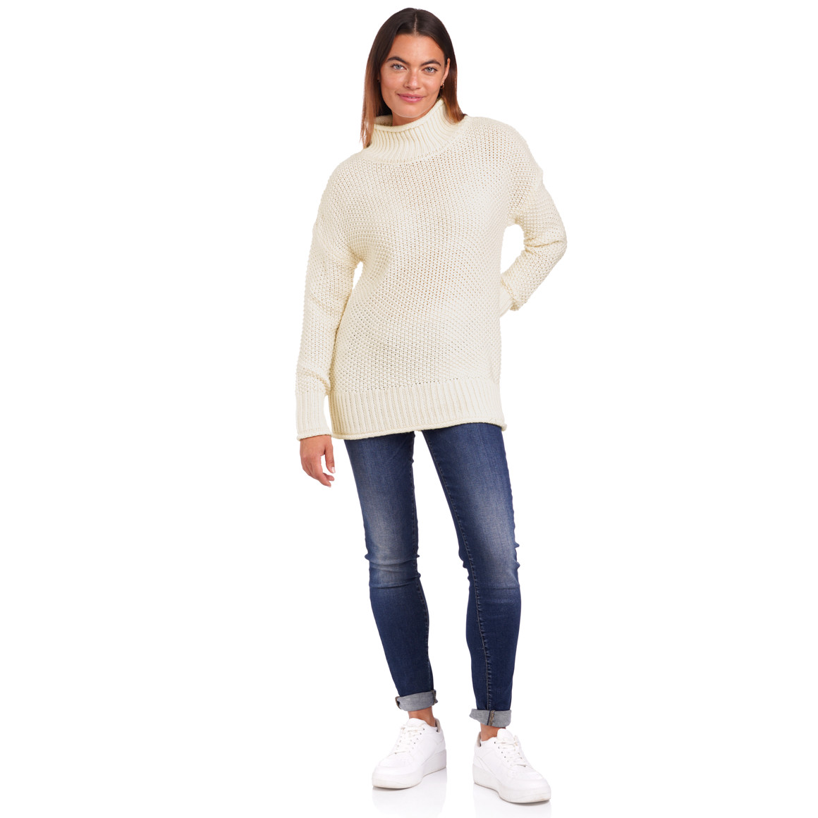 Damen Strickpullover mit Stehkragen