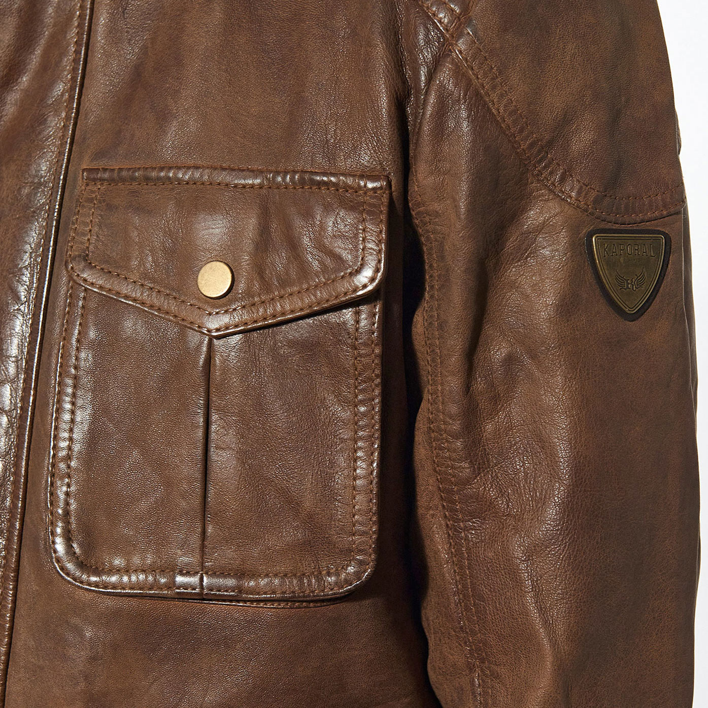 VOBE   Veste en cuir marron Homme