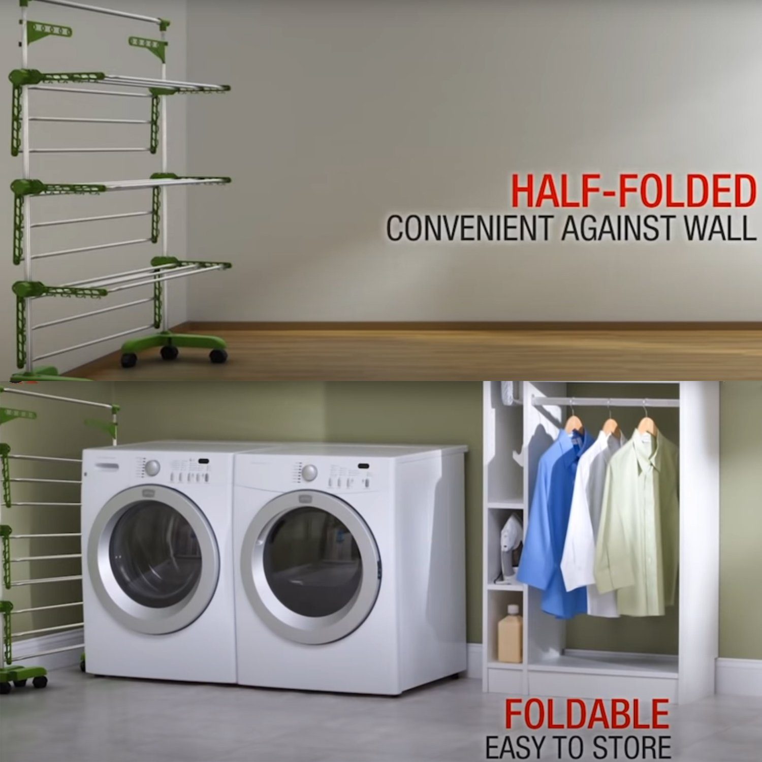 NYVI Turmwäscheständer Premium Wäscheständer Turm LaundryFlex Plus Grau aus Edelstahl, Ausziehbar Rostfrei Langlebig Stabil Groß – Sehr hohe Belastbarkeit