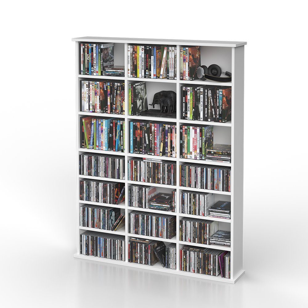 Vicco CD-Regal Medienregal CD DVD Bluray Regal Standregal JUKEBOX Weiß