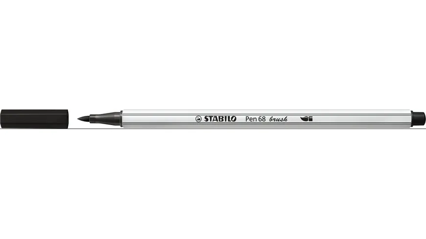 STABILO® Premium-Filzstift mit Pinselspitze für variable Strichstärken - STABILO Pen 68 brush - Einzelstift - schwarz schwarz