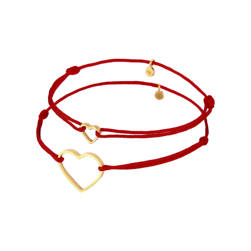 Elli Elli Bracelet Femmes Set mère-enfant cœur Cut-Out avec nylon rouge en argent ster Bracelet