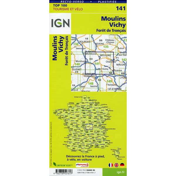 Moulins Vichy 1:100 000 - Wanderkarte
