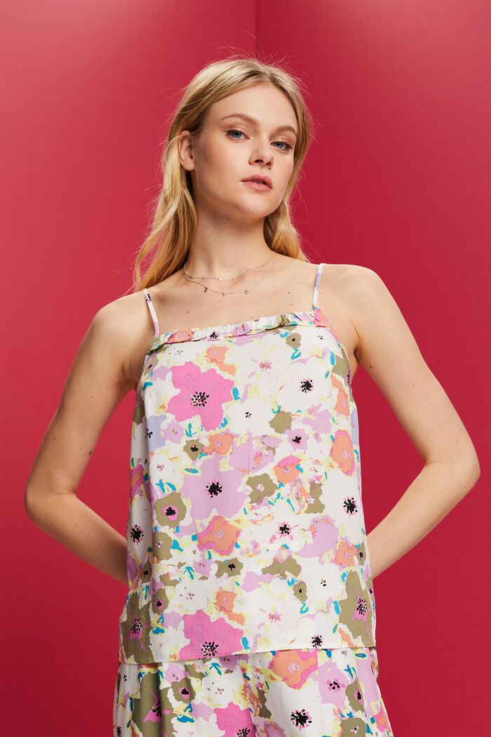 Gemusterte ärmellose Bluse, LENZING™ ECOVERO™